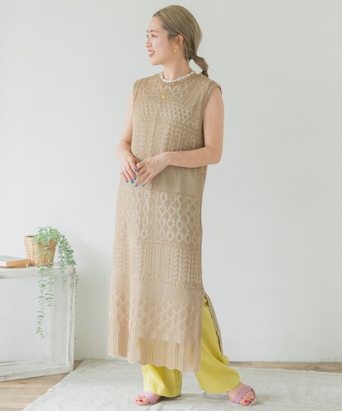 ITEMS URBANRESEARCH（アイテムズ アーバンリサーチ）の「インナーセットガラアミニットワンピース（ワンピース・レディース・ブラック/カーキ/グレー系その他・FREE）」の20枚目の写真