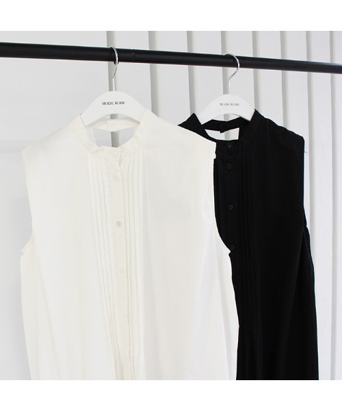 MODE ROBE（モードローブ）の「スタンドカラーノースリーブワンピース（ワンピース・レディース・ホワイト/ブラック・FREE）」の19枚目の写真