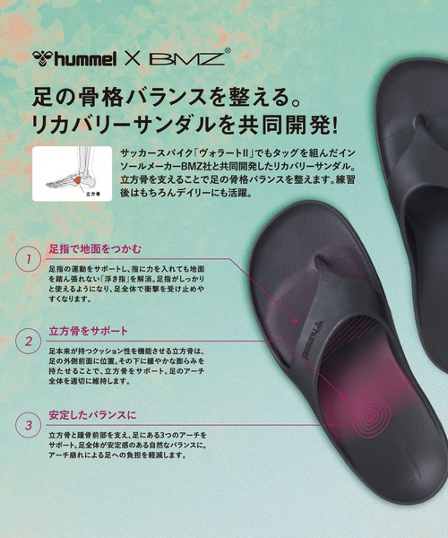 hummel(ヒュンメル)の「hummel/ヒュンメル TUNING FLIP/チューニングフリップ(サンダル・メンズ・ブラック/ホワイト・25cm/28cm/27cm/26cm)」の3枚目の写真