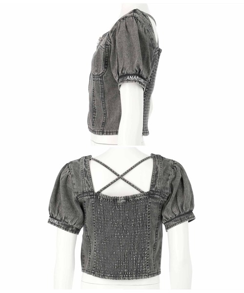 ANAP GｉRL（アナップガール）の「前ZIPデニムトップス（Tシャツ/カットソー・キッズ・ブラック・XS/S/M）」の11枚目の写真