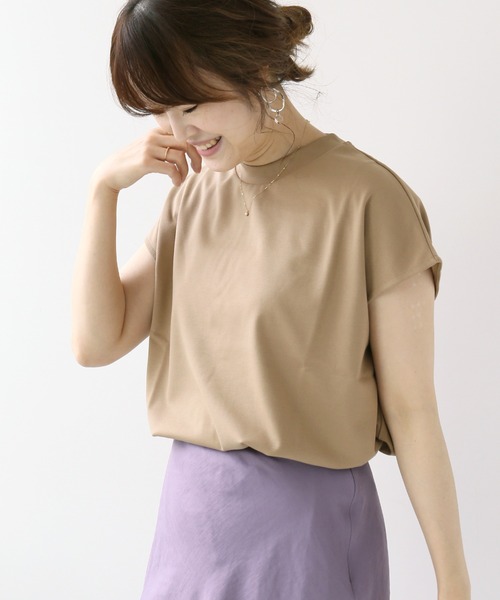 Simplicite（サンプリシテ）の「モックネックフレンチカットソー◆（Tシャツ/カットソー・レディース・ベージュ/ホワイト/ブラック・FREE）」の3枚目の写真