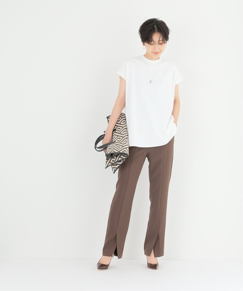 Simplicite（サンプリシテ）の「モックネックフレンチカットソー◆（Tシャツ/カットソー・レディース・ベージュ/ホワイト/ブラック・FREE）」の7枚目の写真