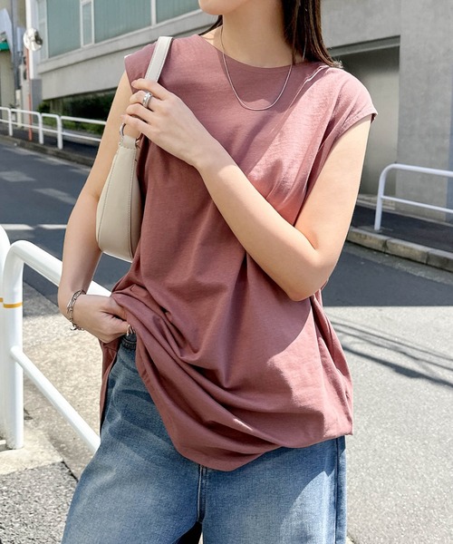コットン天竺ノースリーブトップス（Tシャツ/カットソー