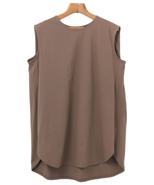 andme(アンドミー)の「コットン天竺ノースリーブトップス(Tシャツ/カットソー・レディース・チャコールグレー/ブラック/オフホワイト/モカ/グレー系その他/テラコッタ/イエロー/ライム/ラベンダー/ワインレッド・M)」の14枚目の写真