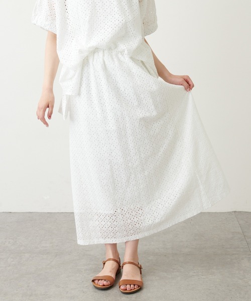 PUAL CE CIN（ピュアルセシン）の「【WEB限定】カットワークレース刺繍スカート（スカート・レディース・ホワイト/ブラック・FREE）」の20枚目の写真