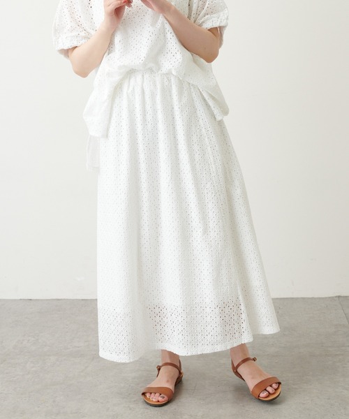 PUAL CE CIN（ピュアルセシン）の「【WEB限定】カットワークレース刺繍スカート（スカート・レディース・ホワイト/ブラック・FREE）」の18枚目の写真