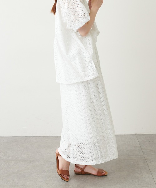 PUAL CE CIN（ピュアルセシン）の「【WEB限定】カットワークレース刺繍スカート（スカート・レディース・ホワイト/ブラック・FREE）」の21枚目の写真