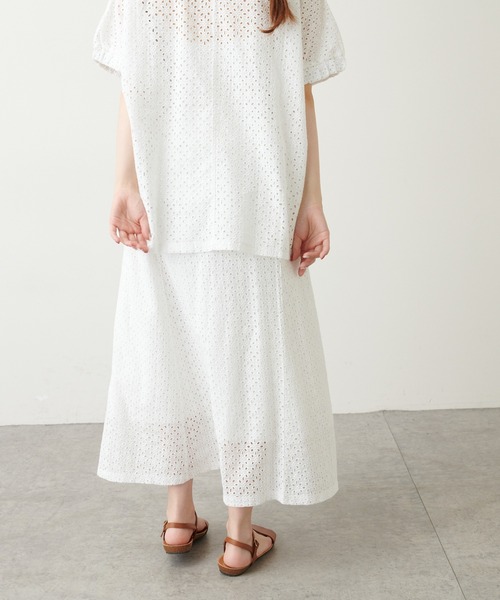PUAL CE CIN（ピュアルセシン）の「【WEB限定】カットワークレース刺繍スカート（スカート・レディース・ホワイト/ブラック・FREE）」の22枚目の写真