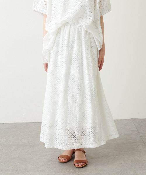 PUAL CE CIN（ピュアルセシン）の「【WEB限定】カットワークレース刺繍スカート（スカート・レディース・ホワイト/ブラック・FREE）」の19枚目の写真