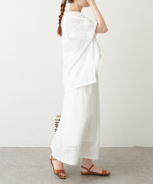 PUAL CE CIN（ピュアルセシン）の「【WEB限定】カットワークレース刺繍スカート（スカート・レディース・ホワイト/ブラック・FREE）」の6枚目の写真