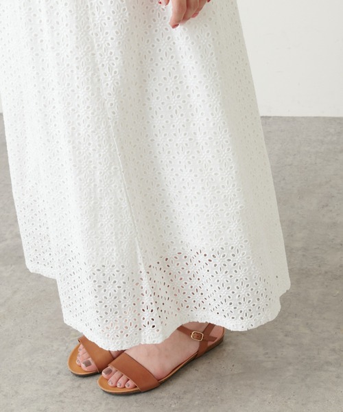 PUAL CE CIN（ピュアルセシン）の「【WEB限定】カットワークレース刺繍スカート（スカート・レディース・ホワイト/ブラック・FREE）」の15枚目の写真