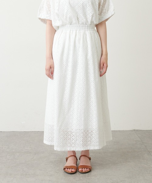 PUAL CE CIN（ピュアルセシン）の「【WEB限定】カットワークレース刺繍スカート（スカート・レディース・ホワイト/ブラック・FREE）」の11枚目の写真