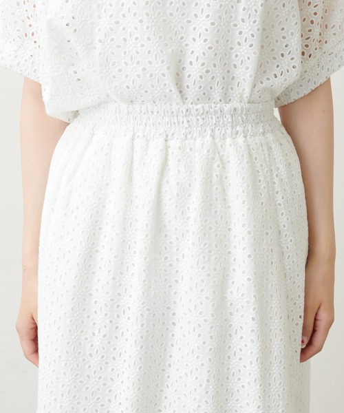 PUAL CE CIN（ピュアルセシン）の「【WEB限定】カットワークレース刺繍スカート（スカート・レディース・ホワイト/ブラック・FREE）」の14枚目の写真