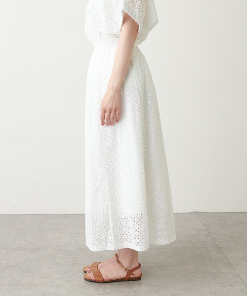 PUAL CE CIN（ピュアルセシン）の「【WEB限定】カットワークレース刺繍スカート（スカート・レディース・ホワイト/ブラック・FREE）」の12枚目の写真