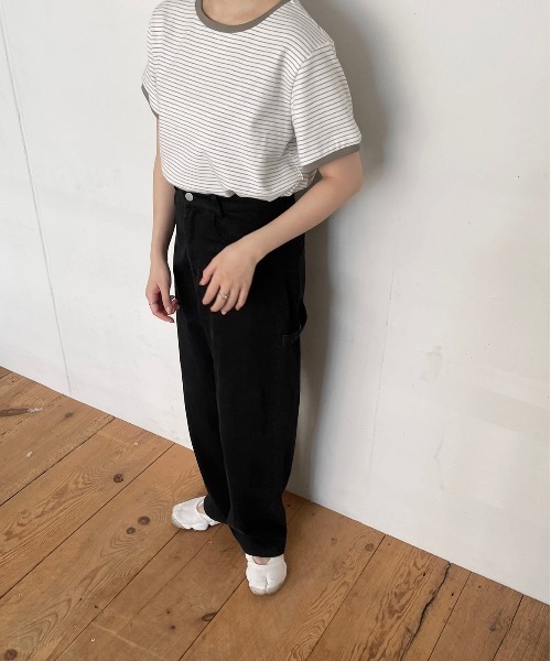 flaner(フラネ)の「ルーズボーダーTee(Tシャツ/カットソー・レディース・ベージュ/カーキ・FREE)」の13枚目の写真