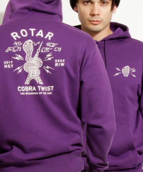 ROTAR(ローター)の「COBRA TWIST PO PARKA バックプリント プルオーバー パーカー(パーカー・メンズ・パープル/ナチュラル/ブラック・LARGE/MEDIUM/X-LARGE/SMALL)」の2枚目の写真