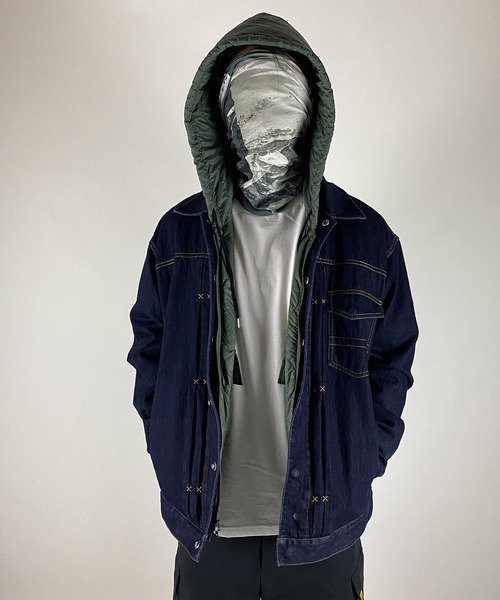 NUMBER (N)INE（ナンバーナイン）の「2WAY QUILTING HOODED JACKET / 2WAY キルティング フードジャケット（ミリタリージャケット・メンズ・ブラック/オリーブ・2/4/3）」の8枚目の写真