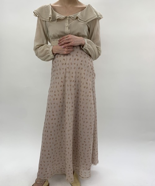 Verybrain（ベリーブレイン）の「very brain/VS-096 ﾌﾗﾜｰptﾛﾝｸﾞSK（スカート・レディース・ベージュ・M）」の4枚目の写真