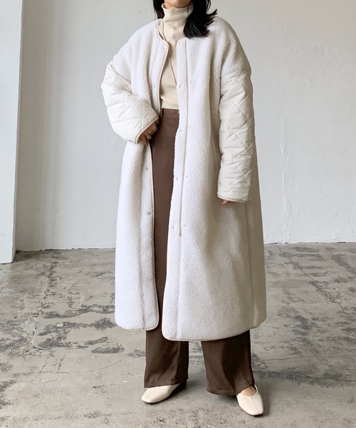 LIAN（リアン）の「キルティング×ボアリバーシブルロングコート