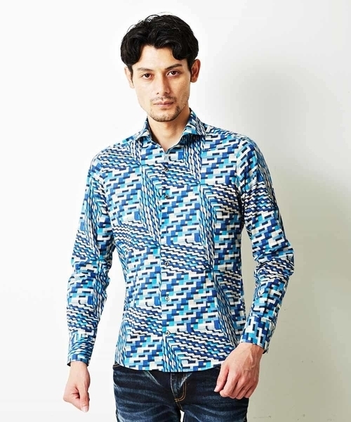 MICHEL KLEIN HOMME (ミッシェルクランオム)の「シャツ(リバティ)(Tシャツ/カットソー・メンズ・ネイビー/ブルー/ワインレッド・MEDIUM/LARGE)」の4枚目の写真