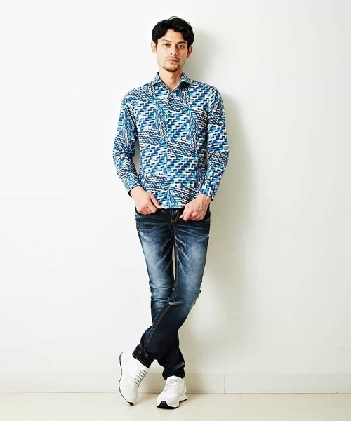 MICHEL KLEIN HOMME (ミッシェルクランオム)の「シャツ(リバティ)(Tシャツ/カットソー・メンズ・ネイビー/ブルー/ワインレッド・MEDIUM/LARGE)」の5枚目の写真