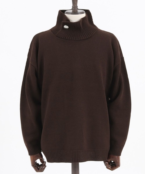 セール】mn2457-スタンドカラーコンチョボタンセーター（ニット