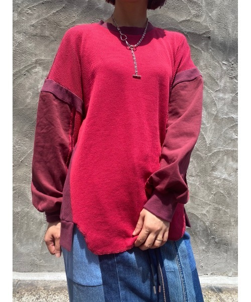 AULA AILA(アウラアイラ)の「AULA AILA(アウラアイラ) 別注サーマルコンビロンT(Tシャツ/カットソー・レディース・ホワイト/レッド・0)」の2枚目の写真