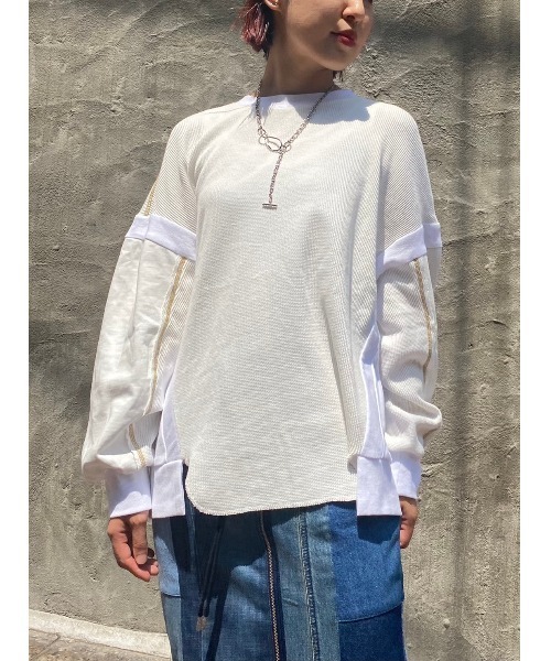 AULA AILA(アウラアイラ)の「AULA AILA(アウラアイラ) 別注サーマルコンビロンT(Tシャツ/カットソー・レディース・ホワイト/レッド・0)」の1枚目の写真