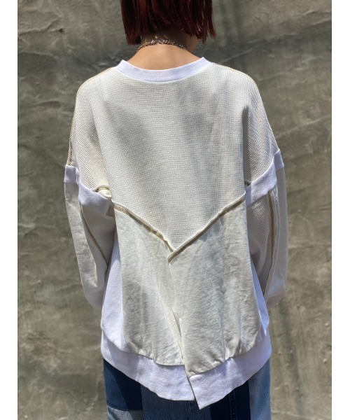 AULA AILA(アウラアイラ)の「AULA AILA(アウラアイラ) 別注サーマルコンビロンT(Tシャツ/カットソー・レディース・ホワイト/レッド・0)」の4枚目の写真