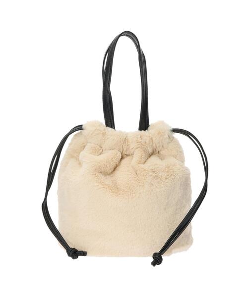 koe（コエ）の「ファー巾着ミニトート*（トートバッグ・レディース・アイボリー/ブラック/ホワイト/オリーブ/ベージュ・FREE）」の20枚目の写真