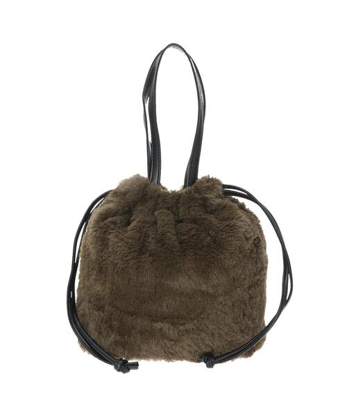 koe（コエ）の「ファー巾着ミニトート*（トートバッグ・レディース・アイボリー/ブラック/ホワイト/オリーブ/ベージュ・FREE）」の21枚目の写真