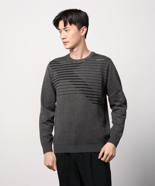 セール クロスデザインクルーネックセーター メンズ ウェア セーター フリース ニット ゴルフ ゴルフウェア スポーツウェア ニット セーター Srixon スリクソン のファッション通販 Zozotown