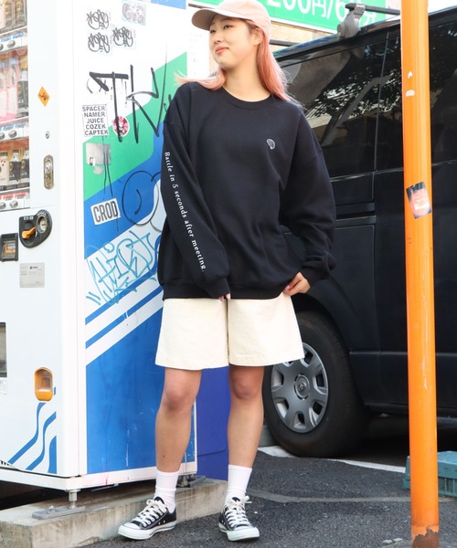 ROOPTOKYO（ループトウキョウ）の「【ROOPTOKYOオリジナル】出会って5秒でバトル Battle in 5 seconds after meeting 刺繍 スウェットトレーナー アニメプリント ワンポイントロゴ 袖ロゴ（スウェット・メンズ・ブラック/ホワイト/グレー・M/L/XXL/XL）」の20枚目の写真