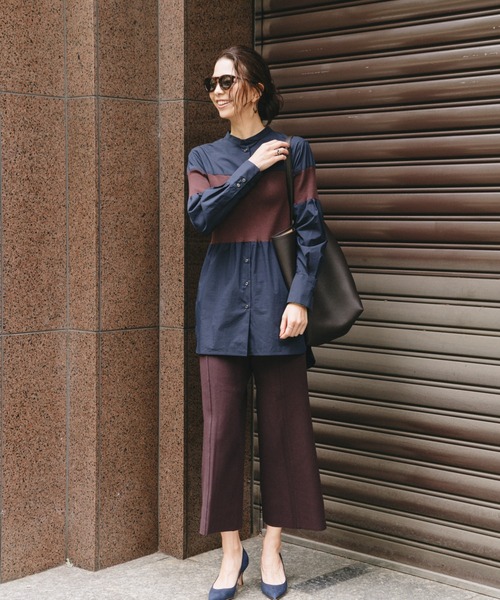 CAST:（キャストコロン）の「ライトツイルニットコンビシャツ（シャツ/ブラウス・レディース・ネイビー/ホワイト・M/S）」の14枚目の写真