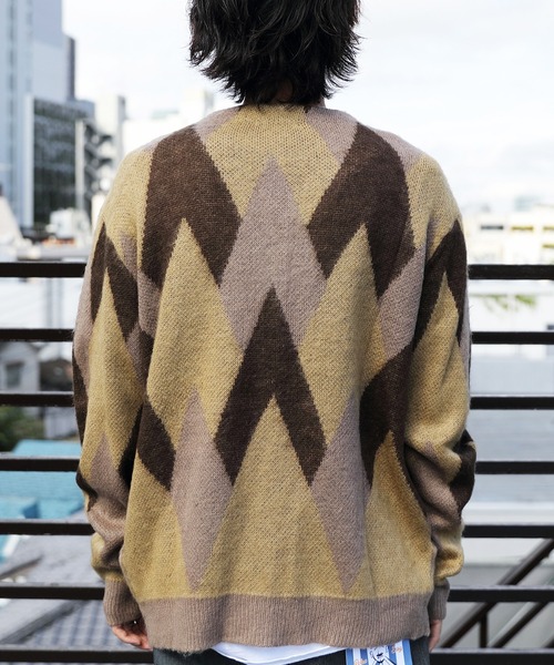 8(eight)(エイト)の「総柄ニットカーディガン(カーディガン/ボレロ・メンズ・アイボリー/グレイッシュベージュ・MEDIUM/LARGE)」の4枚目の写真