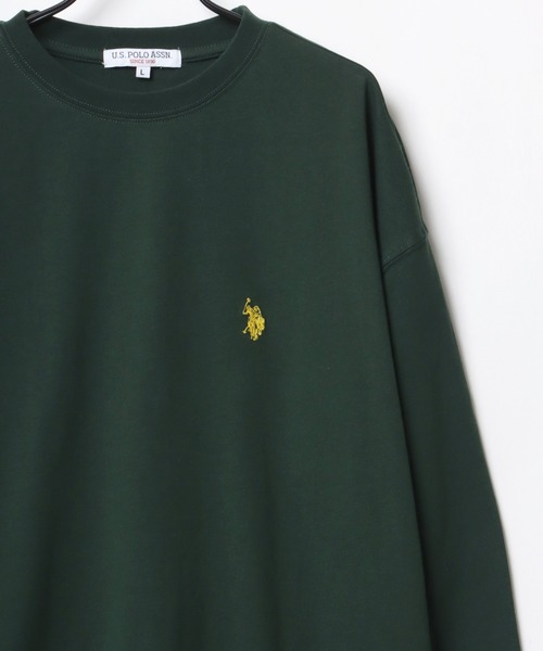 U.S. POLO ASSN.（ユーエスポロアッスン）の「U.S. POLO ASSN./ユーエスポロアッスン 別注 オーバーサイズ ロゴ ワンポイント刺繍 ロングスリーブTシャツ/ロンT レディース メンズ（Tシャツ/カットソー・メンズ・ホワイト/ブラック/ダークグリーン/ベージュ/ネイビー/サックスブルー/グリーン・LL/M/L）」の5枚目の写真