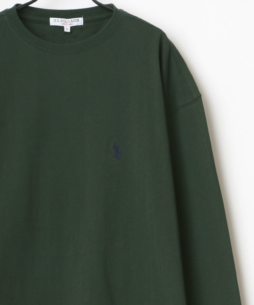 U.S. POLO ASSN.（ユーエスポロアッスン）の「U.S. POLO ASSN./ユーエスポロアッスン 別注 オーバーサイズ ロゴ ワンポイント刺繍 ロングスリーブTシャツ/ロンT レディース メンズ（Tシャツ/カットソー・メンズ・ホワイト/ブラック/ダークグリーン/ベージュ/ネイビー/サックスブルー/グリーン・LL/M/L）」の4枚目の写真