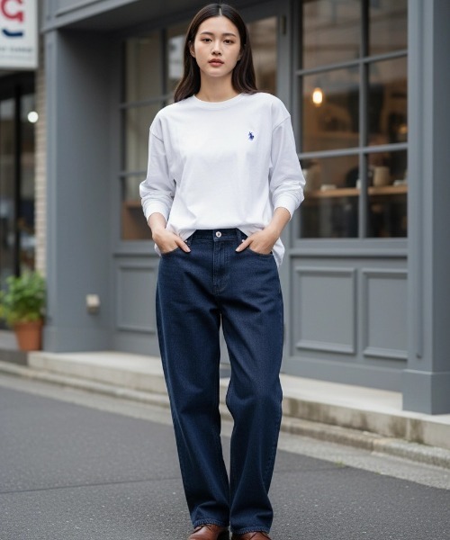 U.S. POLO ASSN.(ユーエスポロアッスン)の「U.S. POLO ASSN./ユーエスポロアッスン 別注 オーバーサイズ ロゴ ワンポイント刺繍 ロングスリーブTシャツ/ロンT レディース メンズ(Tシャツ/カットソー・メンズ・ホワイト/ブラック/ダークグリーン/ベージュ/ネイビー/サックスブルー/グリーン・LL/M/L)」の20枚目の写真