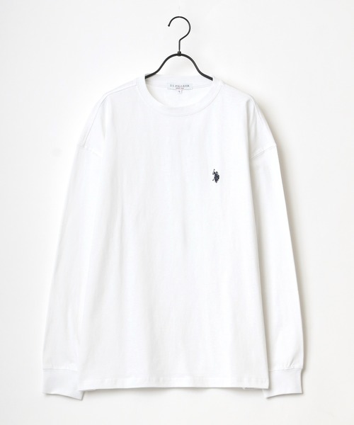U.S. POLO ASSN.（ユーエスポロアッスン）の「U.S. POLO ASSN./ユーエスポロアッスン 別注 オーバーサイズ ロゴ ワンポイント刺繍 ロングスリーブTシャツ/ロンT レディース メンズ（Tシャツ/カットソー・メンズ・ホワイト/ブラック/ダークグリーン/ベージュ/ネイビー/サックスブルー/グリーン・LL/M/L）」の9枚目の写真