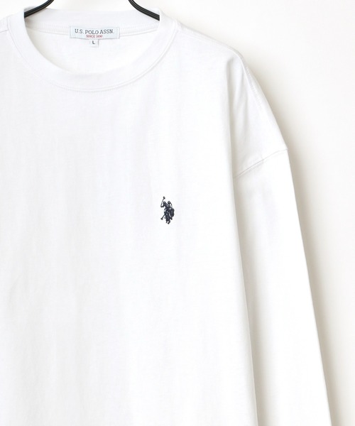 U.S. POLO ASSN.（ユーエスポロアッスン）の「U.S. POLO ASSN./ユーエスポロアッスン 別注 オーバーサイズ ロゴ ワンポイント刺繍 ロングスリーブTシャツ/ロンT レディース メンズ（Tシャツ/カットソー・メンズ・ホワイト/ブラック/ダークグリーン/ベージュ/ネイビー/サックスブルー/グリーン・LL/M/L）」の18枚目の写真