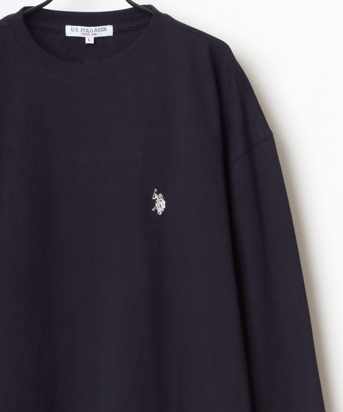 U.S. POLO ASSN.（ユーエスポロアッスン）の「U.S. POLO ASSN./ユーエスポロアッスン 別注 オーバーサイズ ロゴ ワンポイント刺繍 ロングスリーブTシャツ/ロンT レディース メンズ（Tシャツ/カットソー・メンズ・ホワイト/ブラック/ダークグリーン/ベージュ/ネイビー/サックスブルー/グリーン・LL/M/L）」の21枚目の写真