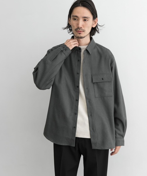 MANUAL ALPHABET（マニュアル アルファベット）の「MANUAL ALPHABET　WOOL R/CFP SHIRTS（シャツ/ブラウス・メンズ・ベージュ/キャメル/カーキ・3/2）」の3枚目の写真