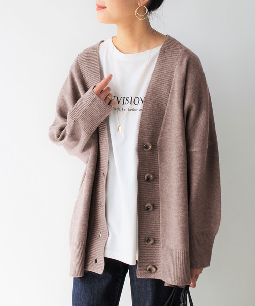 GeeRA（ジーラ）の「オーバーサイズゆるシルエットカーディガン（カーディガン/ボレロ・レディース・ブラック/ライトブラウン/ライトベージュ・MEDIUM）」の6枚目の写真