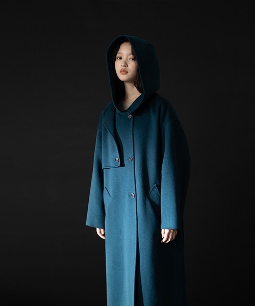 chuclla(チュクラ)の「【chuclla】【2021/AW】Gun flap detail hooded coat chw21a132(その他アウター・レディース・ブルー・FREE)」の2枚目の写真
