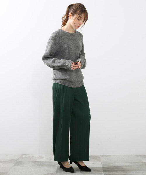 DRESKIP(ドレスキップ)の「◆袖フェイクパール付きヘアリ-ニット(ニット/セーター・レディース・ベビーピンク/ダークグレー/ライトブルー/ライトベージュ・02/04/03)」の8枚目の写真