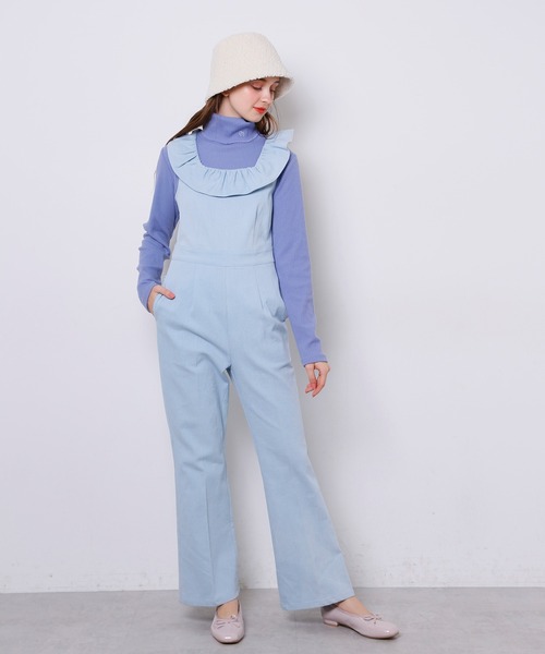 Seemi. byNICECLAUP（ シーミーバイナイスクラップ）の「Seemi.フリルサロペット（サロペット/オーバーオール・レディース・ブラック/ネイビー/サックスブルー・FREE）」の3枚目の写真