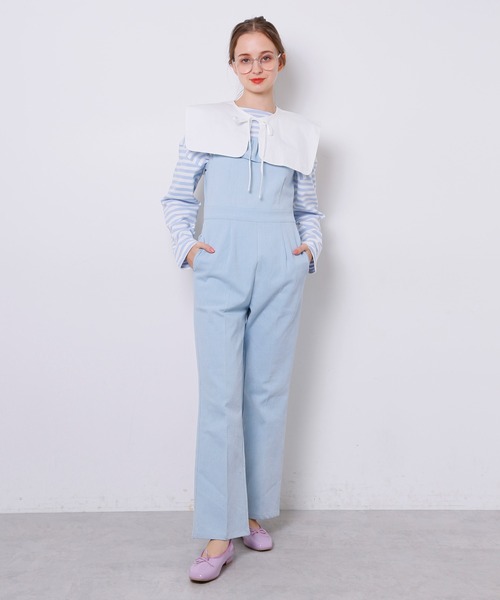 Seemi. byNICECLAUP（ シーミーバイナイスクラップ）の「Seemi.フリルサロペット（サロペット/オーバーオール・レディース・ブラック/ネイビー/サックスブルー・FREE）」の14枚目の写真