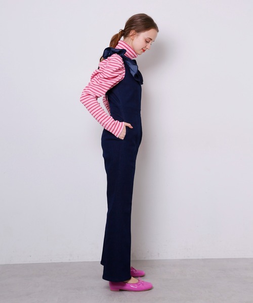 Seemi. byNICECLAUP（ シーミーバイナイスクラップ）の「Seemi.フリルサロペット（サロペット/オーバーオール・レディース・ブラック/ネイビー/サックスブルー・FREE）」の5枚目の写真