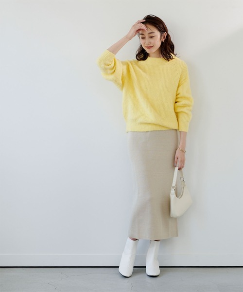 UR'S(ユアーズ)の「ヘアリーボトルネックアイレットニット(ニット/セーター・レディース・ベージュ/イエロー/グリーン・S/M/L)」の22枚目の写真