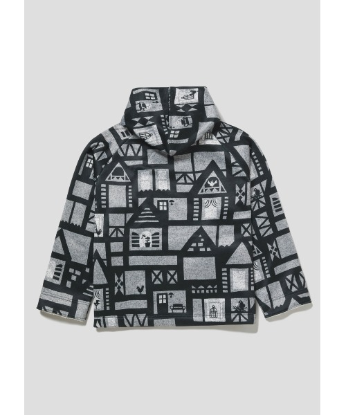 Design Tshirts Store graniph(デザイン ティーシャツ ストア グラニフ)の「アパートメントストーリー|ニットフリースマルチパターンフーデッドコート(ダウンジャケット/コート・レディース・ヘザーグレー・FREE)」の10枚目の写真